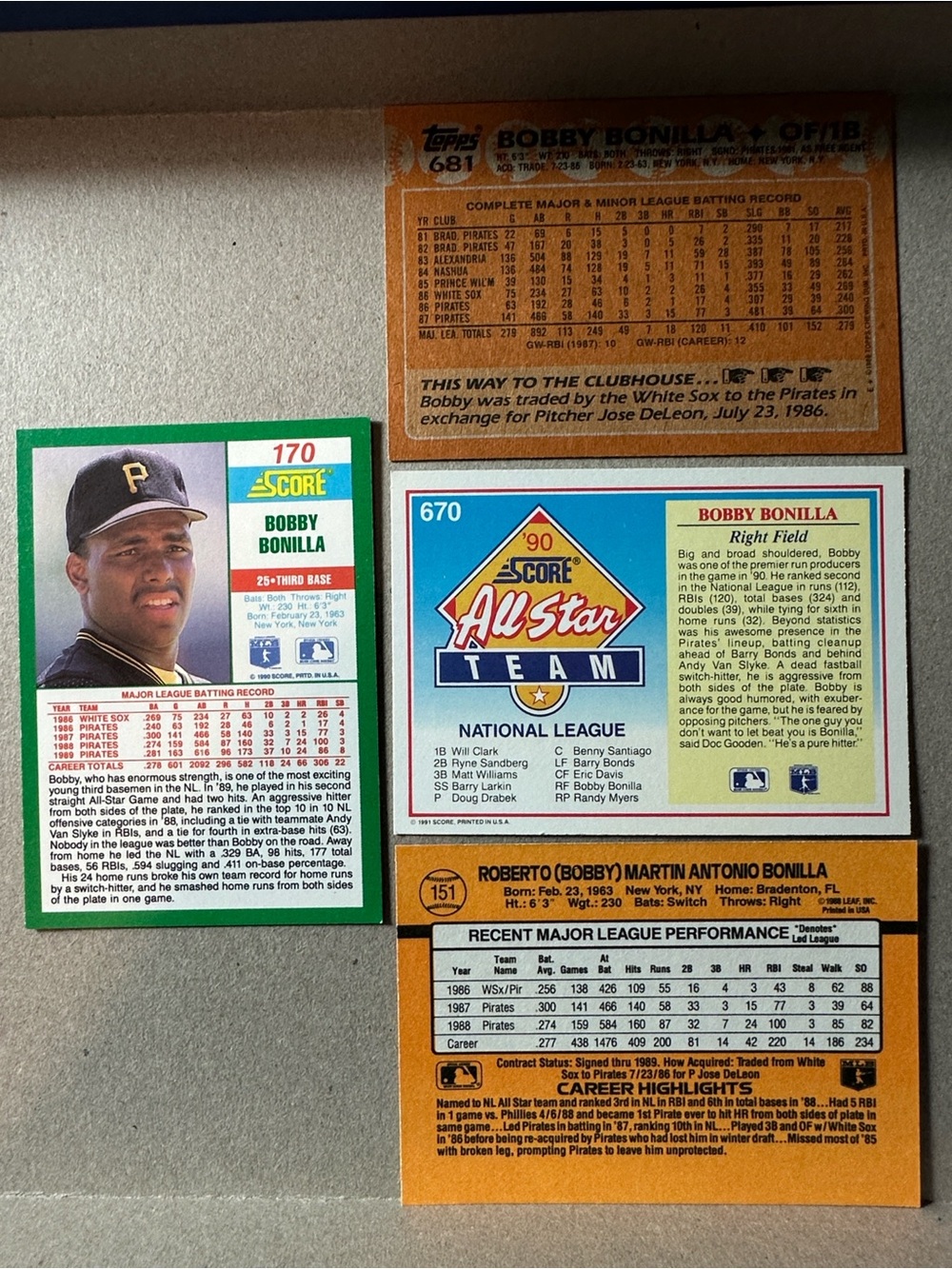 Barry Bonds/Bonilla/Van Slyke/Drabek Pirates lot of 20 - Picture 5 of 15